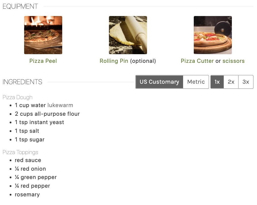 Showing images for your equipment using the WordPress plugin WP Recipe Maker