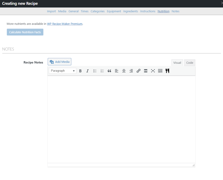 Log notes for food blogging with WP Recipe Maker