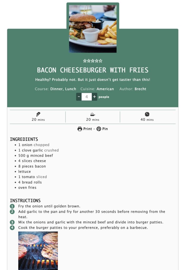 A customized recipe card template made with WP Recipe Maker