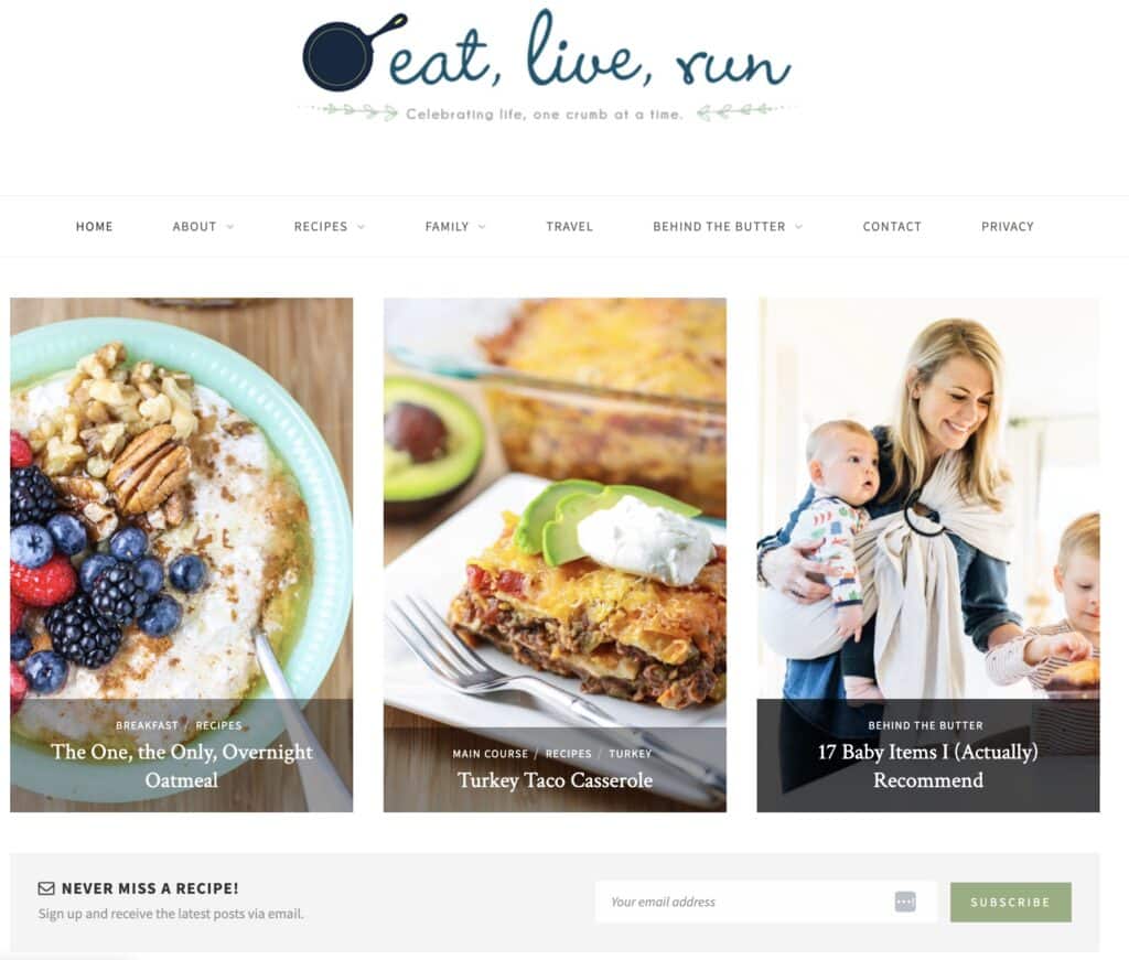 Eat Live Run, an example of a health blog