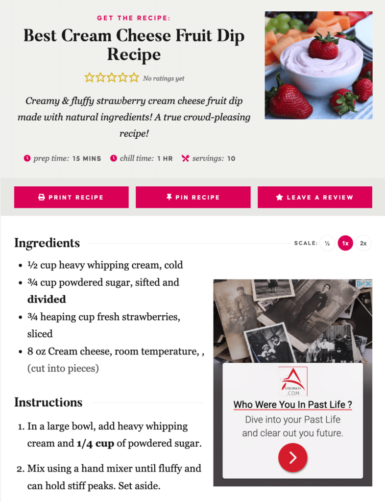 Screenshot of Best Cream Cheese Fruit Dip Recipe by DivasCanCook