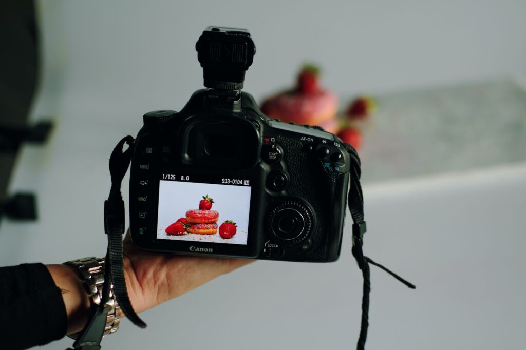 Taking pictures of food with a professional camera