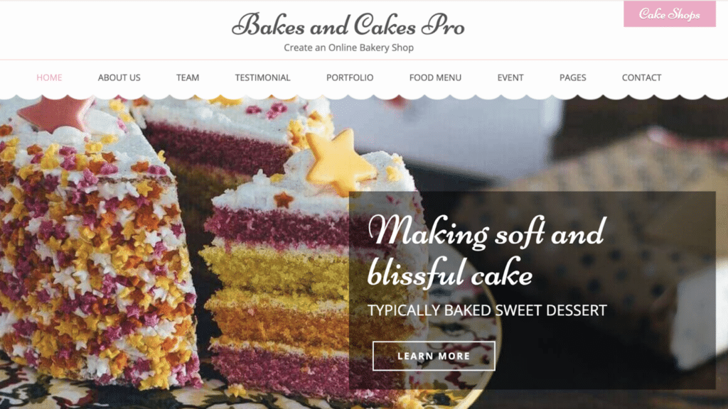 Bakes and Cake homepage