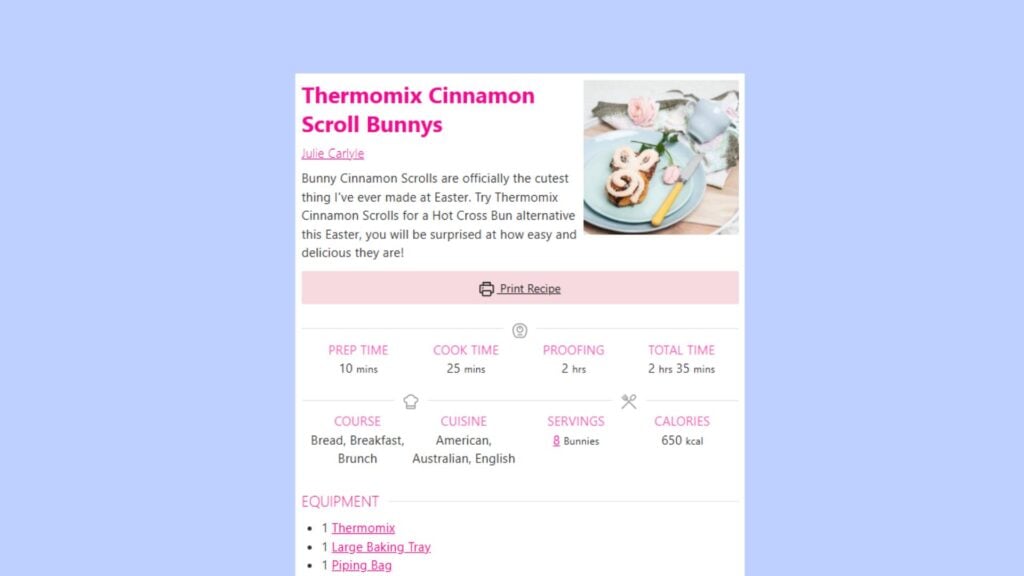 Recipe cards in WP Recipe Maker