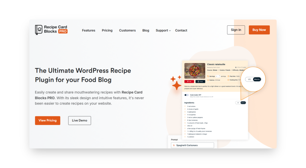 Recipe Card Blocks homepage