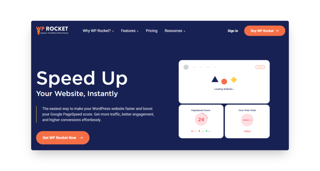 WP Rocket homepage