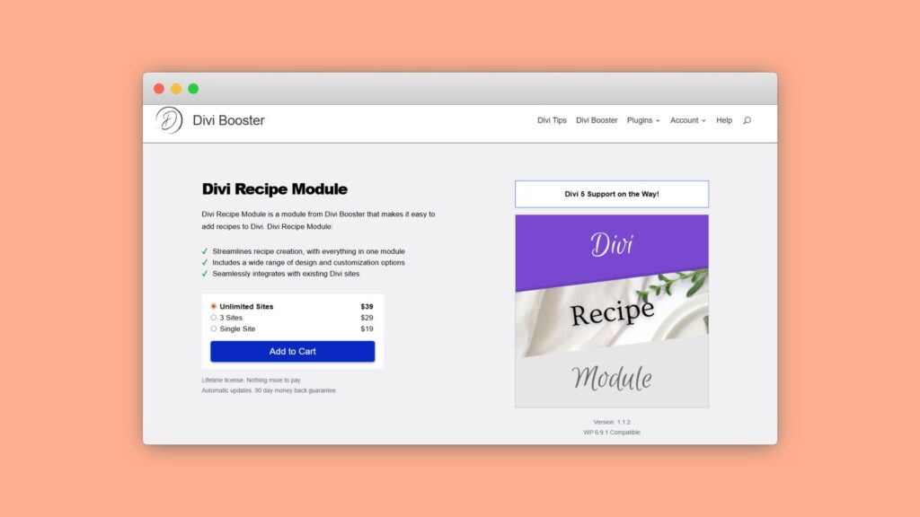 Divi Booster Recipe Module homepage