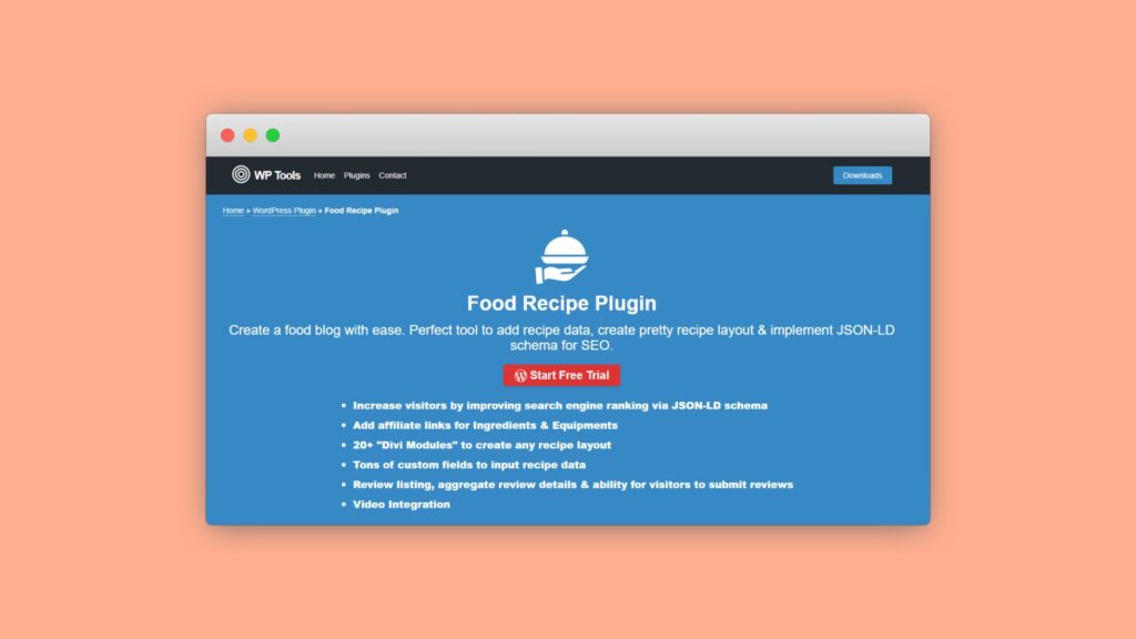 Food Recipes for Divi premium site 