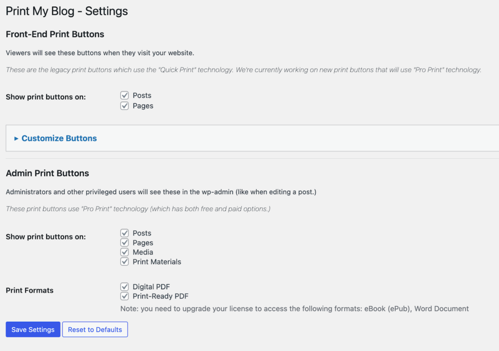 Print My Blog print button configuration