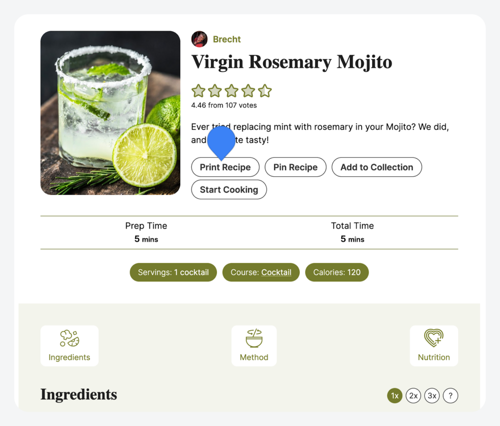 WP Recipe Maker print recipe button