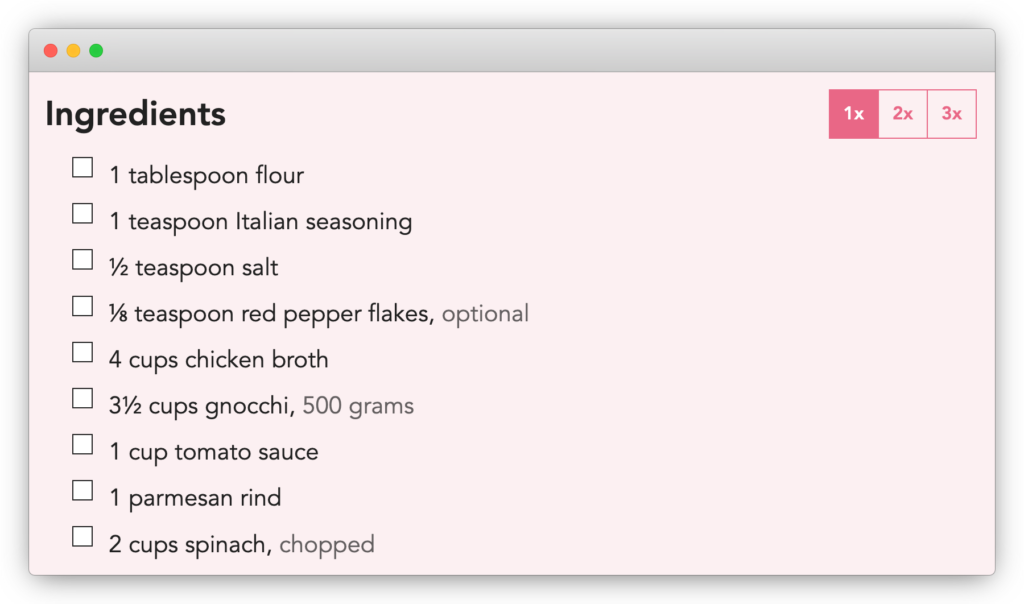 Ingredient List