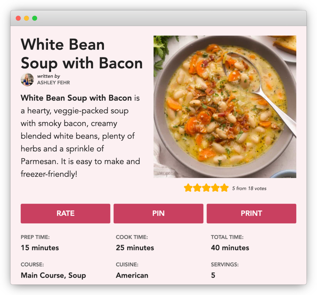 White Bean Soup with Bacon by The Recipe Rebel