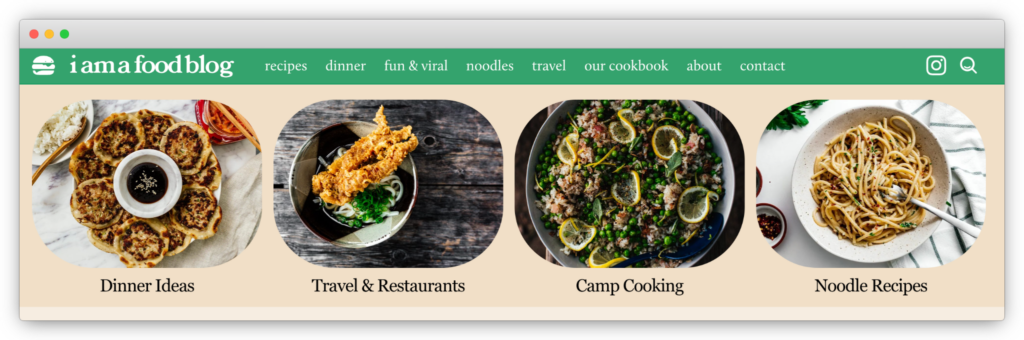 I Am a Food Blog homepage