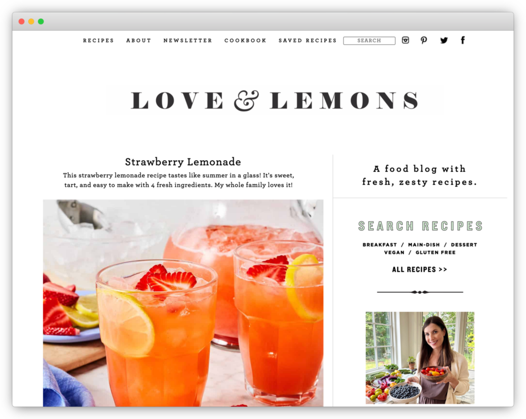 Love and Lemons homepage