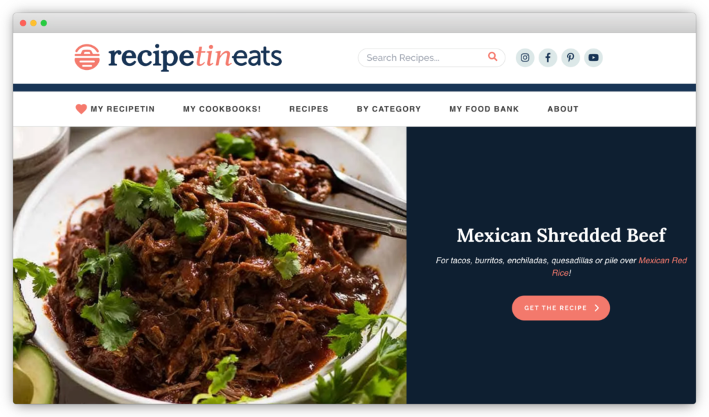 RecipeTin Eats homepage
