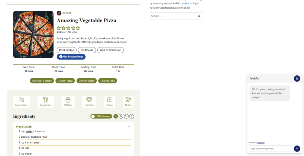 Cookpal - A reader-facing AI chatbot to answer cooking-related questions