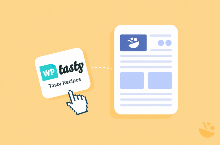 Tasty Recipes migrating to WP Recipe Maker, illustrated with a cursor and recipe card.