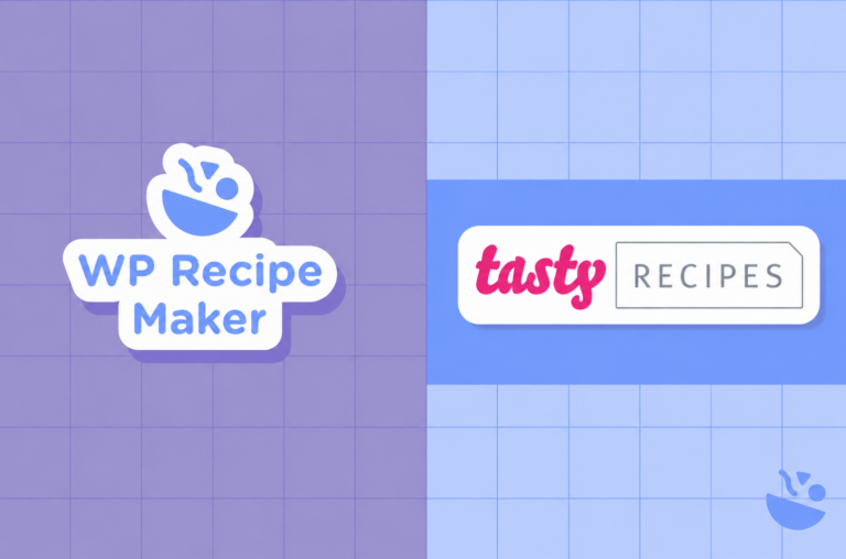 WP Recipe Maker and Tasty Recipes logos side by side.